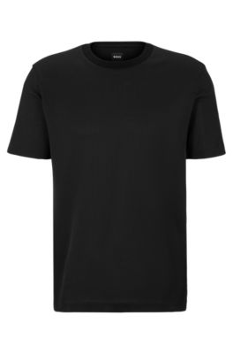 Shop Hugo Boss Structured-cotton T-shirt With Mercerized Finish In Black