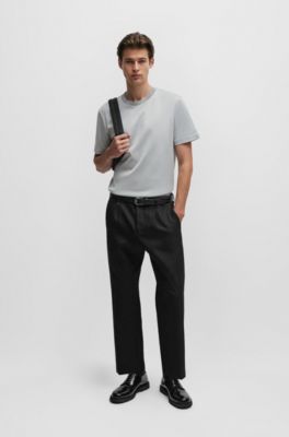 Structured-cotton T-shirt with mercerized finish, Silver