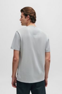 Structured-cotton T-shirt with mercerized finish, Silver