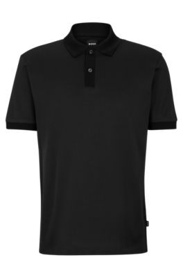 BOSS - Structured-cotton polo shirt with mercerized finish