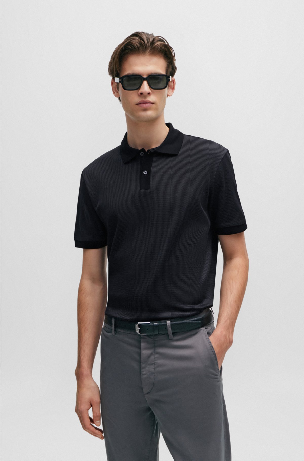 Regular Fit Cotton Polo Shirt - Black - Men