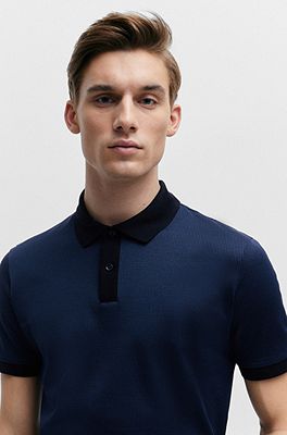 Structured-cotton polo shirt with mercerized finish