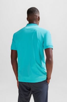 Polo de algod&oacute;n el&aacute;stico con cuello de rayas 3D, Cal