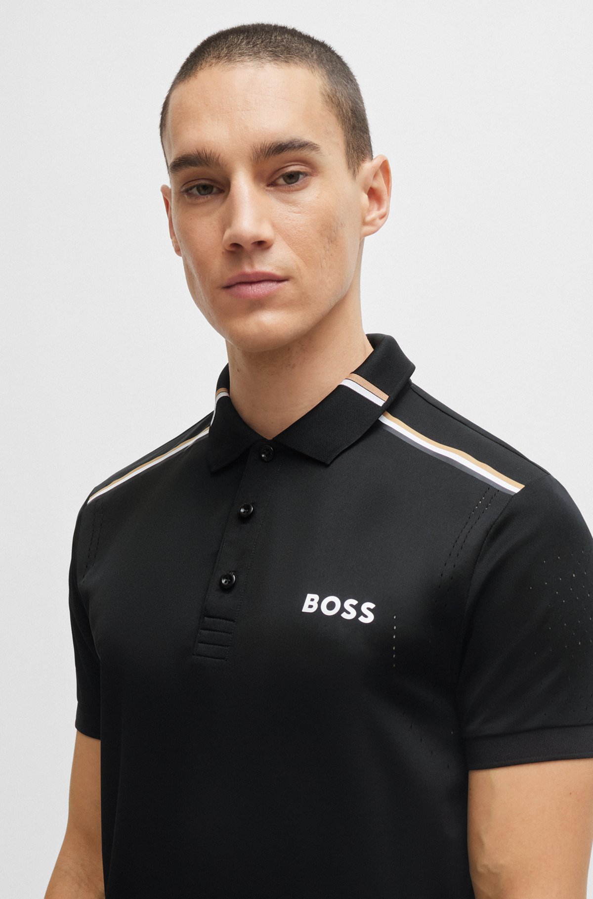 BOSS - BOSS x Matteo Berrettini slim-fit polo shirt with signature stripes