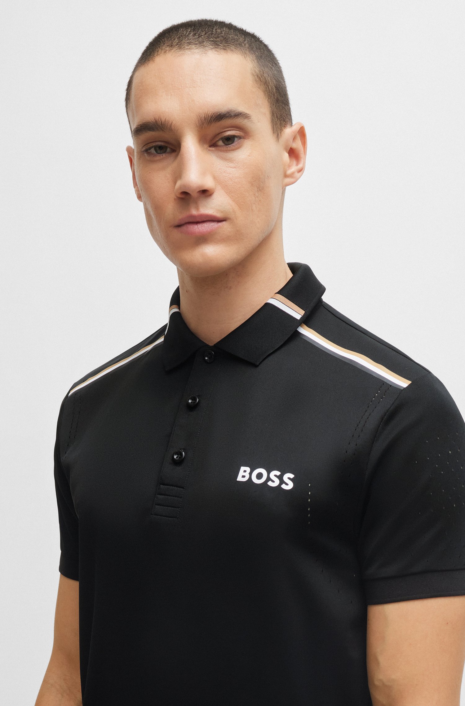 BOSS x Matteo Berrettini slim-fit polo shirt with signature stripes
