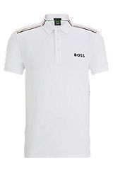 Polo Slim Fit BOSS x Matteo Berrettini à rayures emblématiques, Blanc
