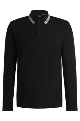 Polo de piqu&eacute; de algod&oacute;n con logo en contraste, Gris oscuro