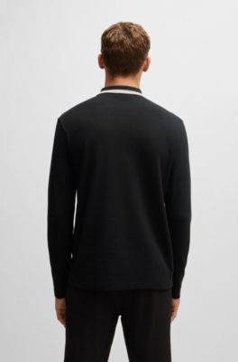 Polo de piqu&eacute; de algod&oacute;n con logo en contraste, Gris oscuro