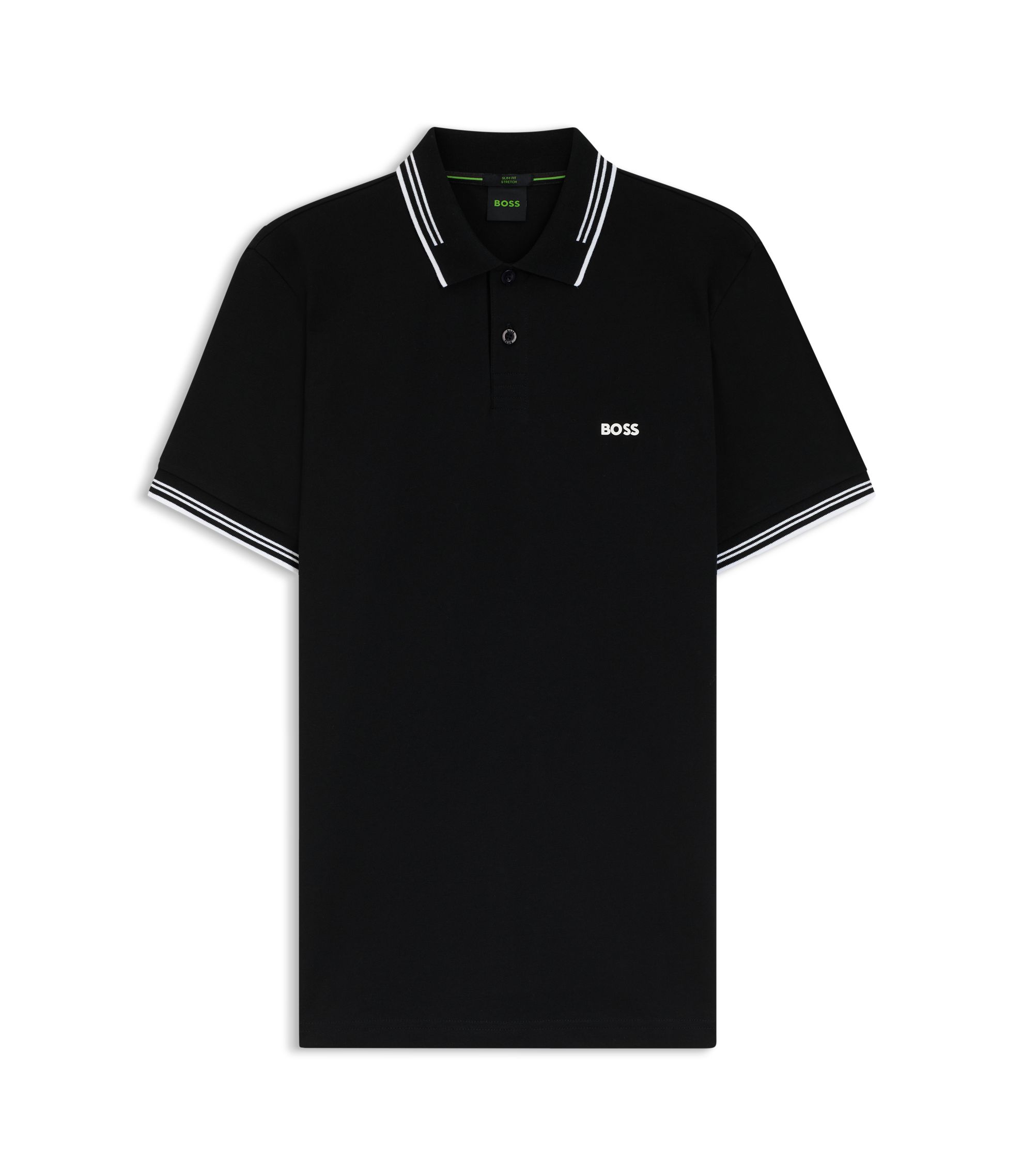 BOSS Stretch-cotton slim-fit polo shirt with branding and