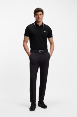 Stretch-cotton slim-fit polo shirt with branding and stripes