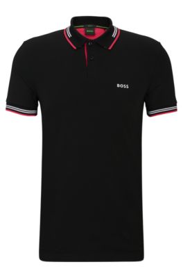 BOSS - Stretch-cotton slim-fit polo shirt with branding