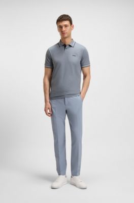 Polo slim fit de algod&oacute;n el&aacute;stico con detalles de la marca, Gris oscuro