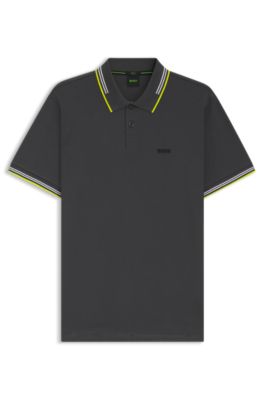 Polo slim fit de algod&oacute;n el&aacute;stico con detalles de la marca, Gris oscuro