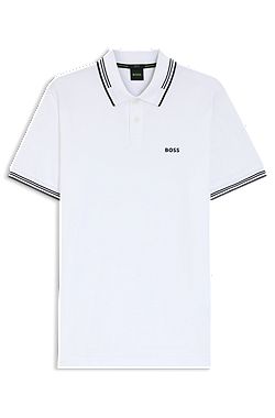 Polo slim fit de algodón elástico con detalles de la marca