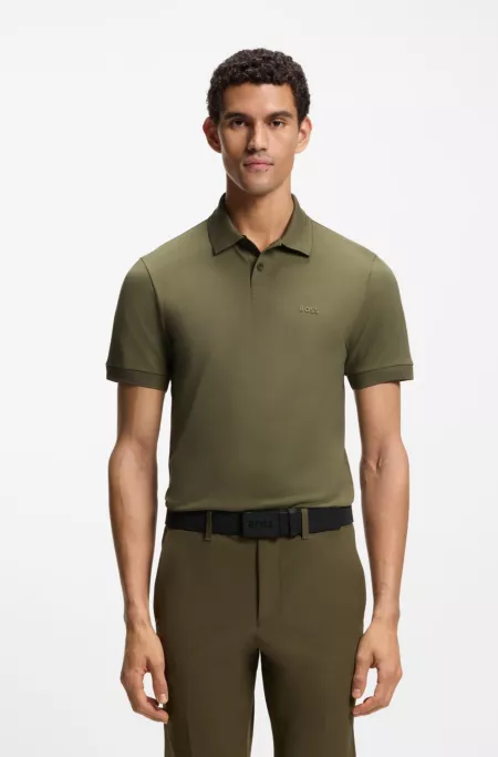 Stretch-cotton slim-fit polo shirt with branding and stripes