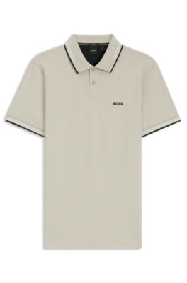 BOSS - Stretch-cotton slim-fit polo shirt with branding