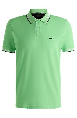 Stretch-cotton slim-fit polo shirt with branding