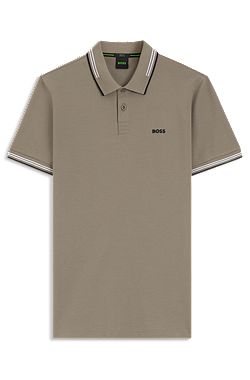 Stretch-cotton slim-fit polo shirt with branding and stripes