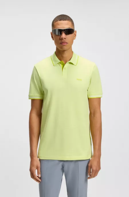 Stretch-cotton slim-fit polo shirt with branding and stripes