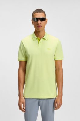 Polo Slim en coton stretch logot&eacute;, Chaux