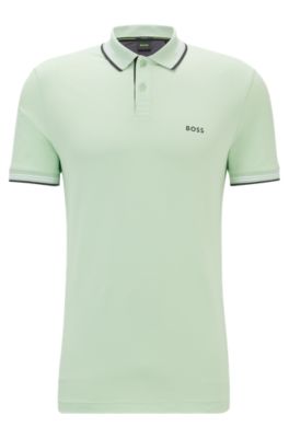 BOSS - Stretch-cotton slim-fit polo shirt with branding