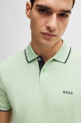 Polo slim fit de algod&oacute;n el&aacute;stico con detalles de la marca, Cal