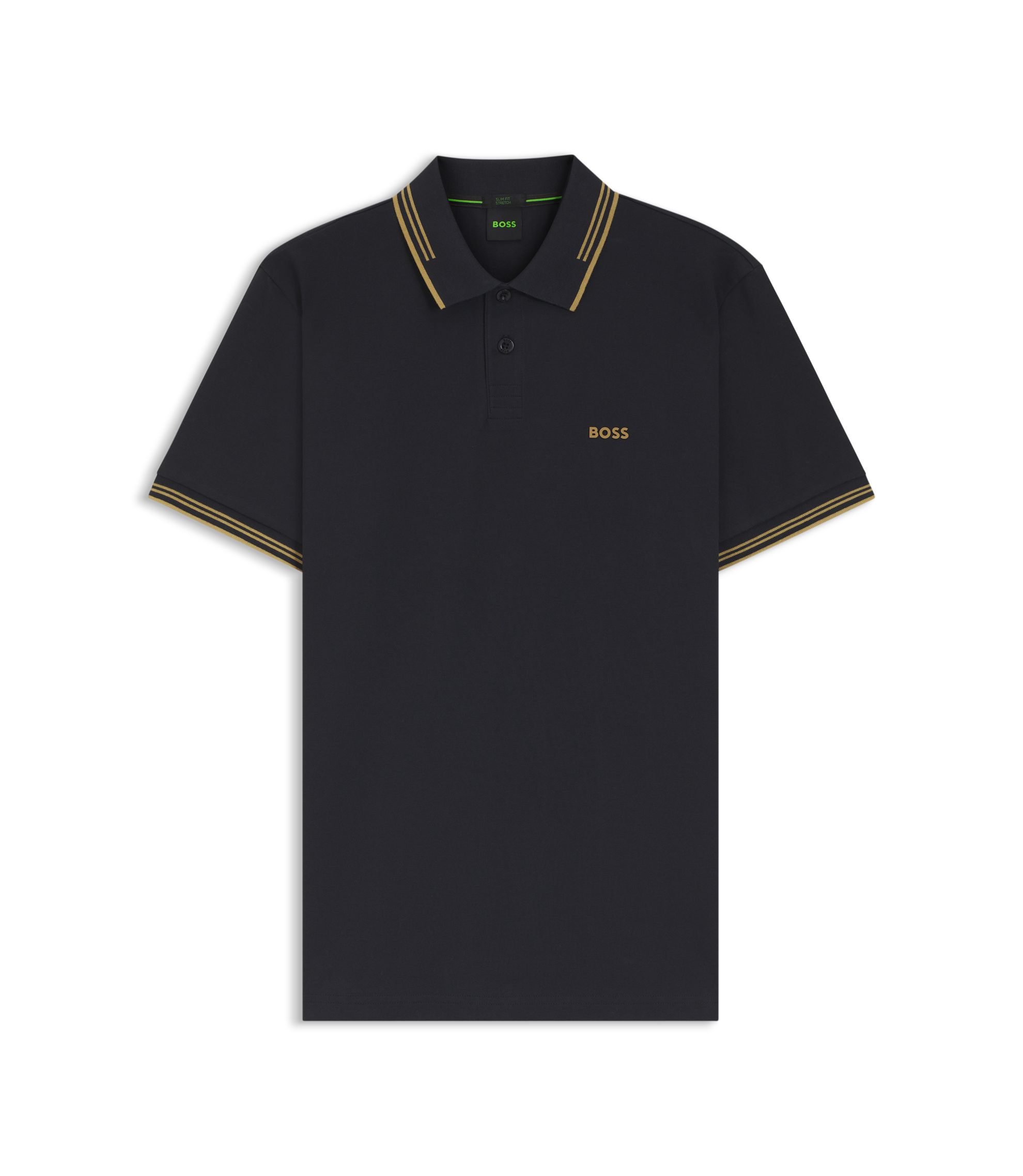 BOSS Stretch-cotton slim-fit polo shirt with branding and