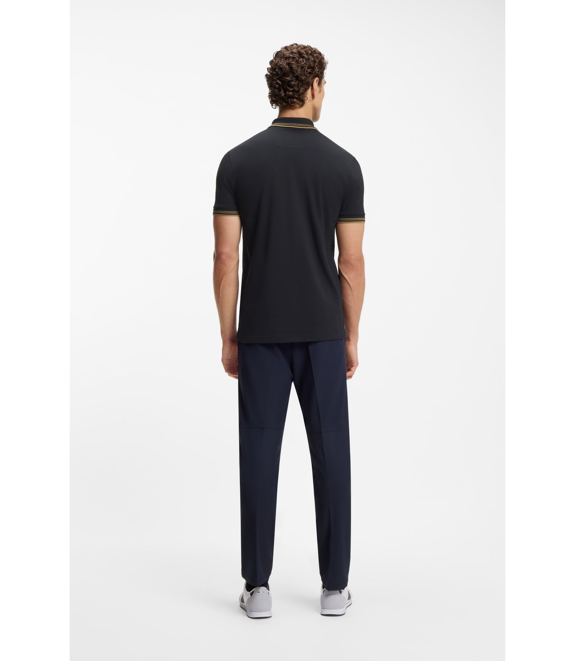 BOSS - Stretch-cotton slim-fit polo shirt with branding and