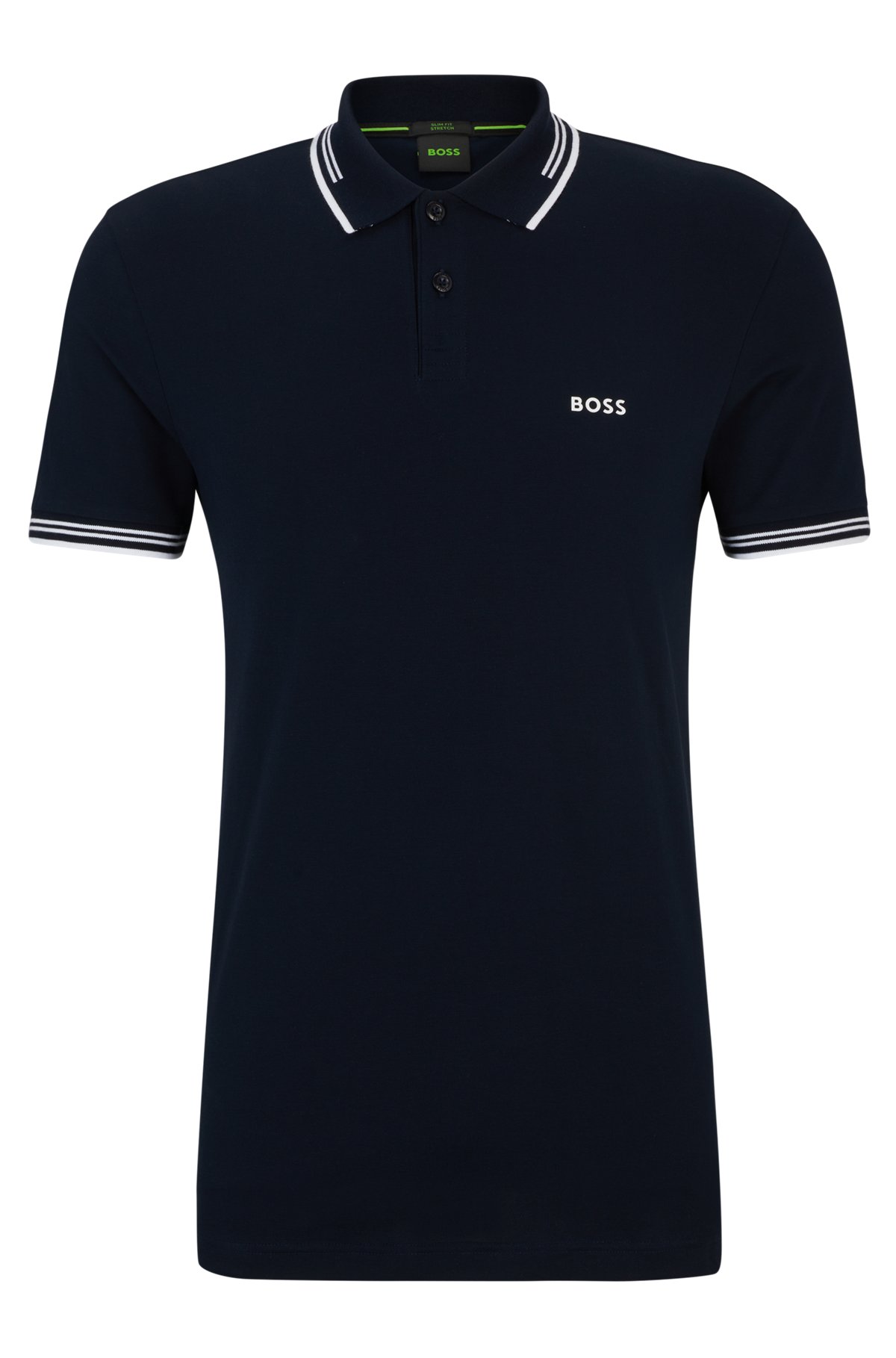BOSS - Stretch-cotton slim-fit polo shirt with branding