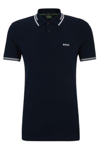 BOSS Stretch cotton slim fit polo shirt with branding