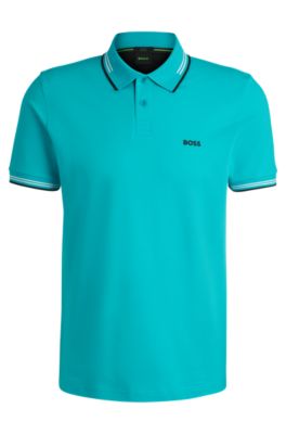 BOSS - Stretch-cotton slim-fit polo shirt with branding