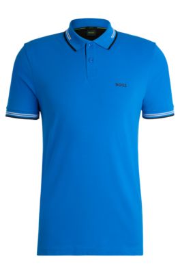 BOSS Stretch cotton slim fit polo shirt with branding