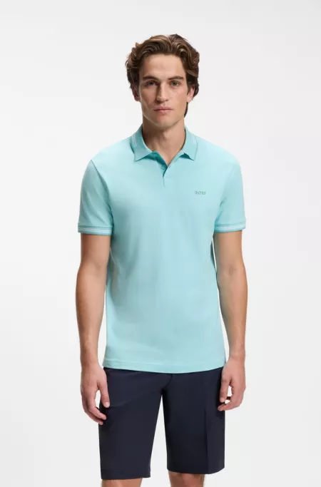 Stretch-cotton slim-fit polo shirt with branding and stripes