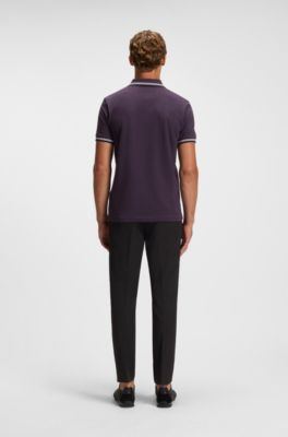 Polo slim fit de algod&oacute;n el&aacute;stico con detalles de la marca, Lila