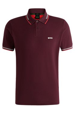 Stretch-cotton slim-fit polo shirt with branding