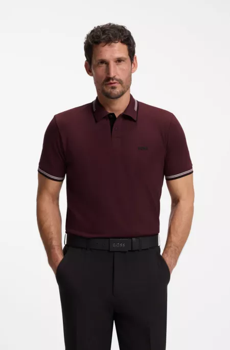 Slim-fit polo shirt with contrast-stripe details