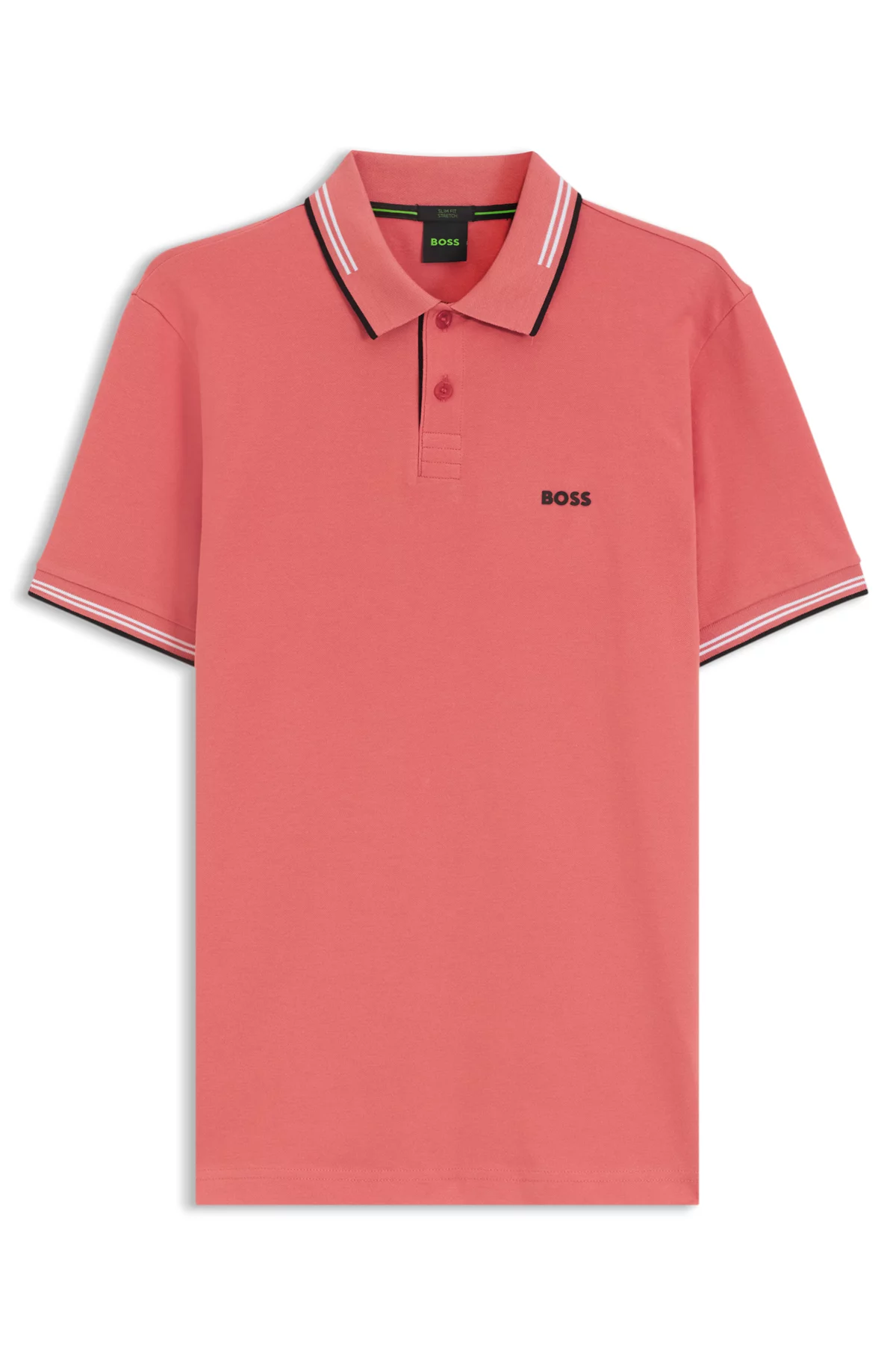 Polo slim fit de algodón elástico con detalles de la marca, Pink
