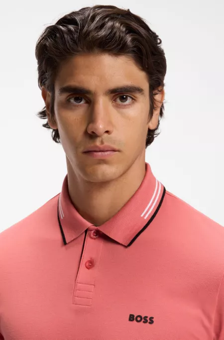 Slim-fit polo shirt with contrast-stripe details