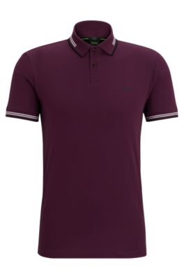 Hugo Boss Stretch-cotton Slim-fit Polo Shirt With Branding In Light Pink