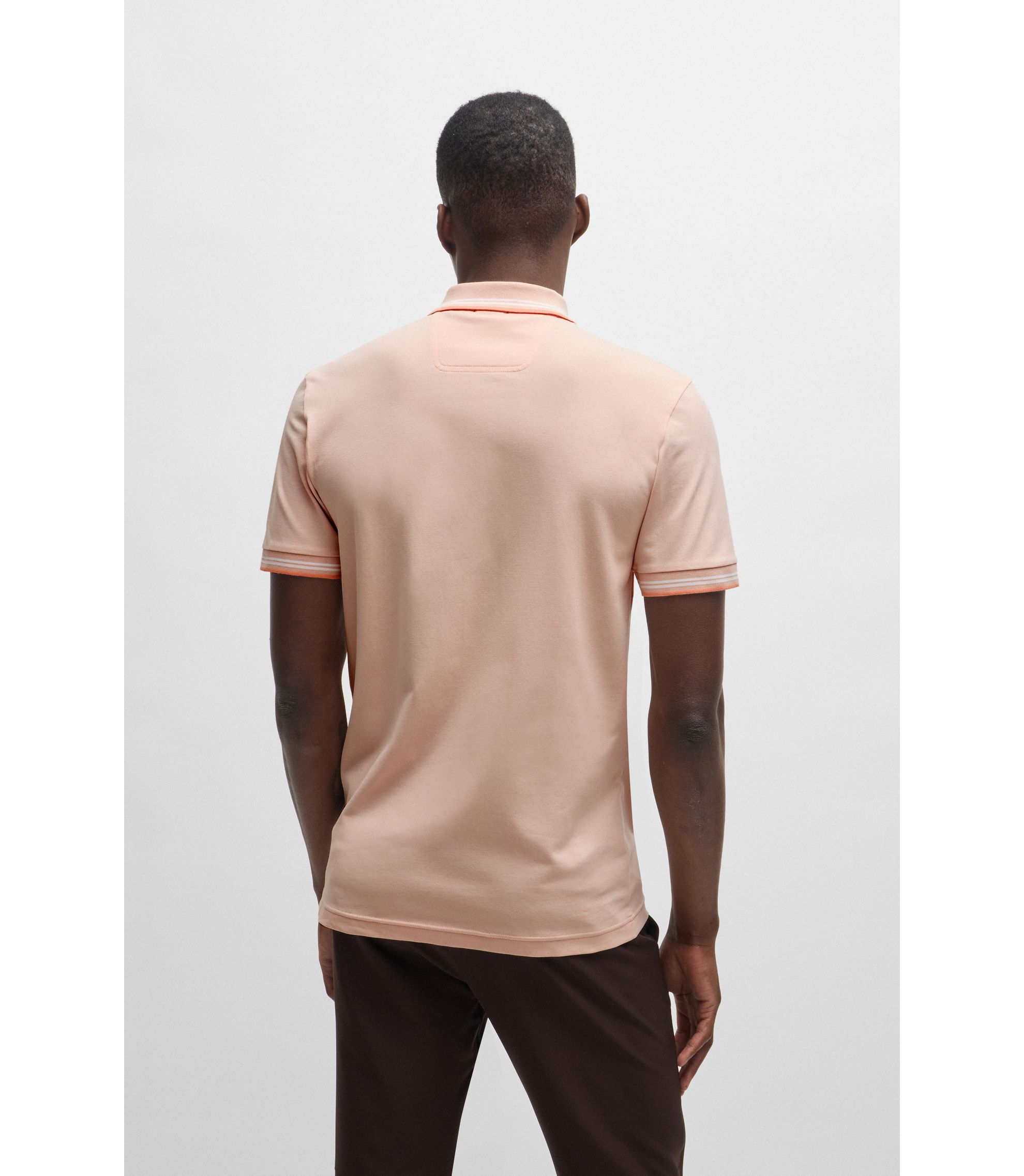 BOSS - Stretch-cotton slim-fit polo shirt with branding and