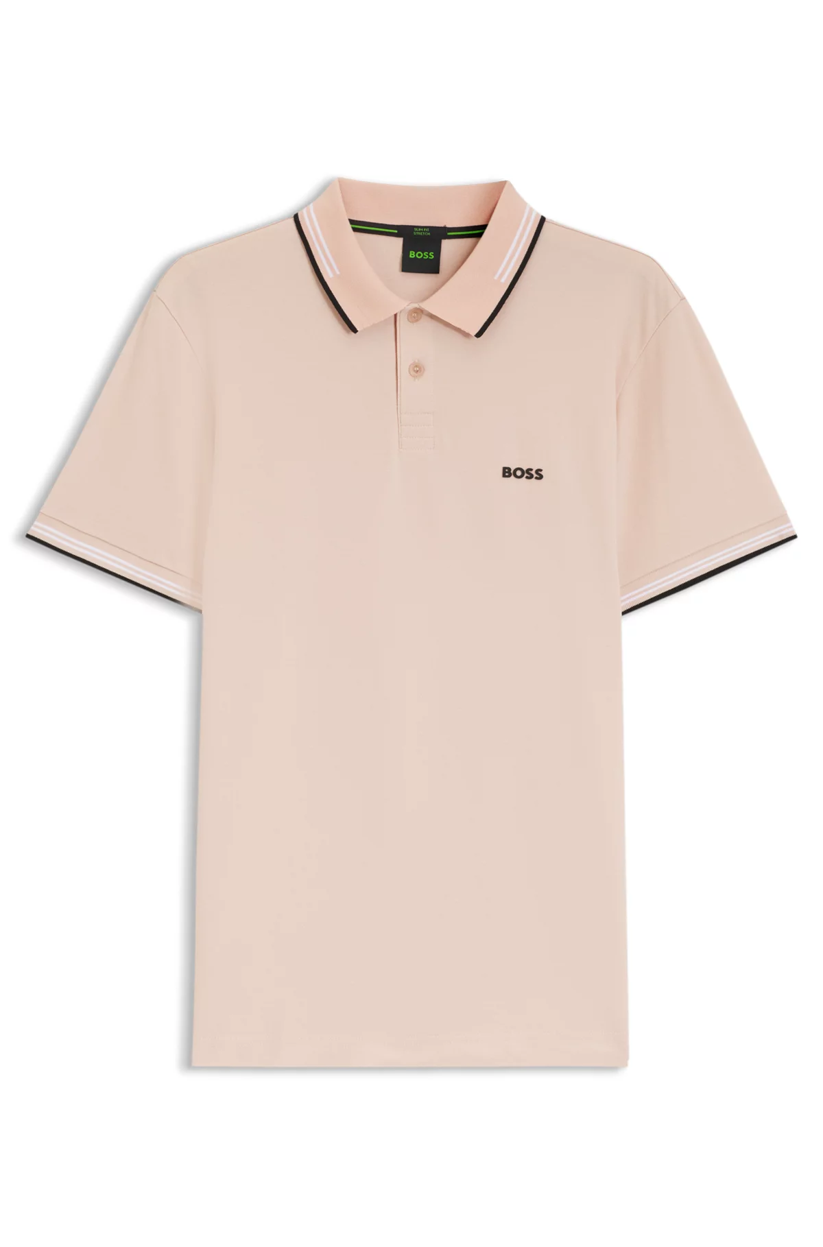 Stretch-cotton slim-fit polo shirt with branding and stripes, Light Orange