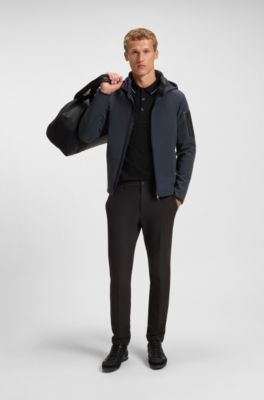 Tonal-logo slim-fit polo shirt in cotton piqu&eacute;, Black