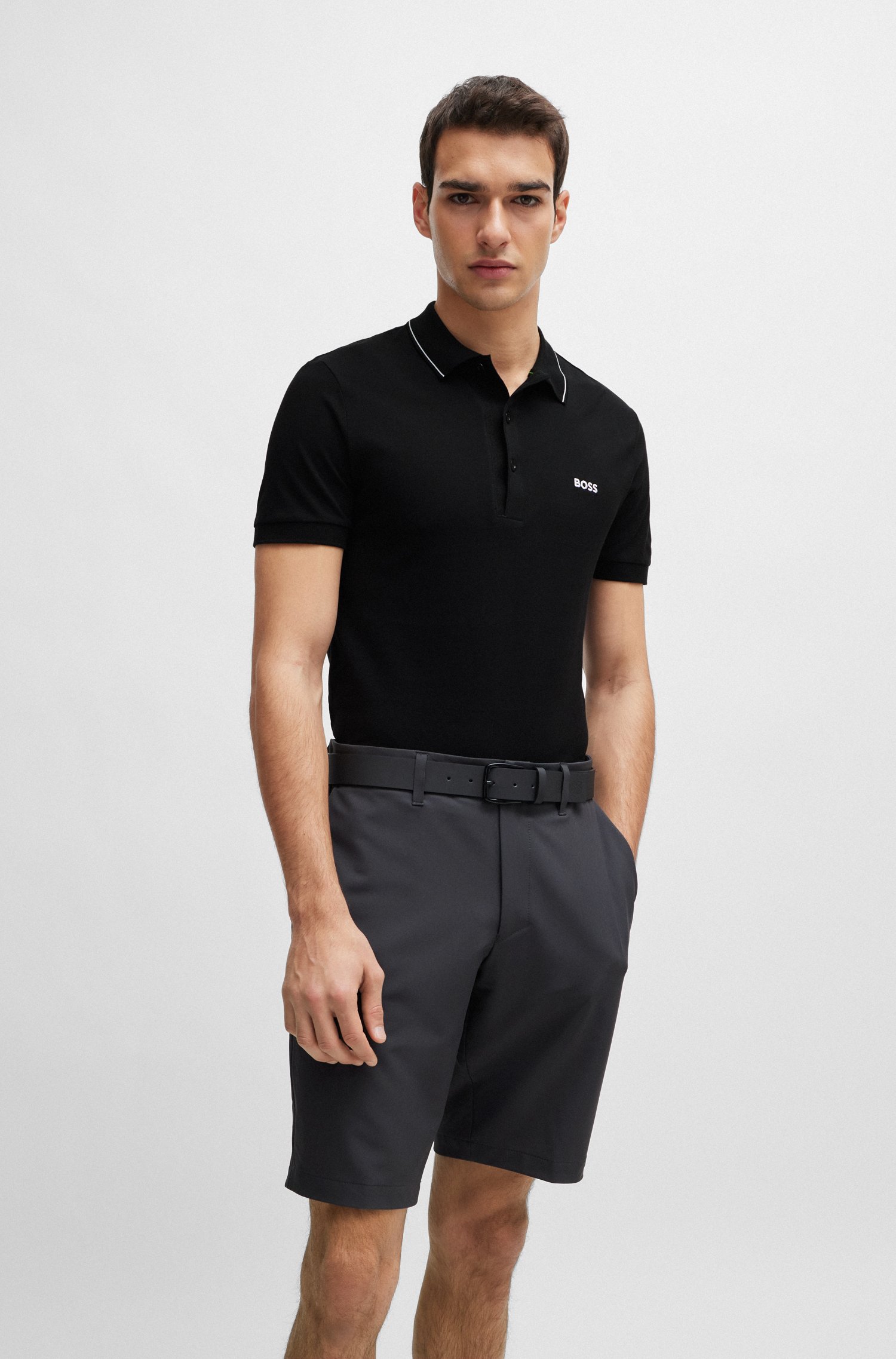 Cotton-piqué slim-fit polo shirt with tonal logo
