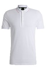 Cotton-piqué slim-fit polo shirt with tonal logo, White