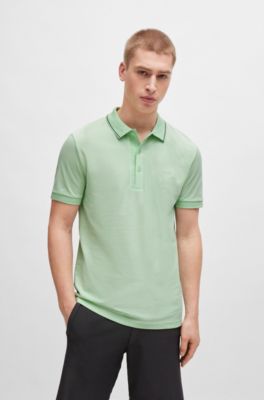 green cotton polo shirts