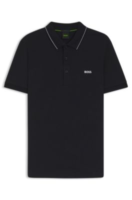 Polo slim fit en piqu&eacute; de algod&oacute;n con logo, Azul oscuro