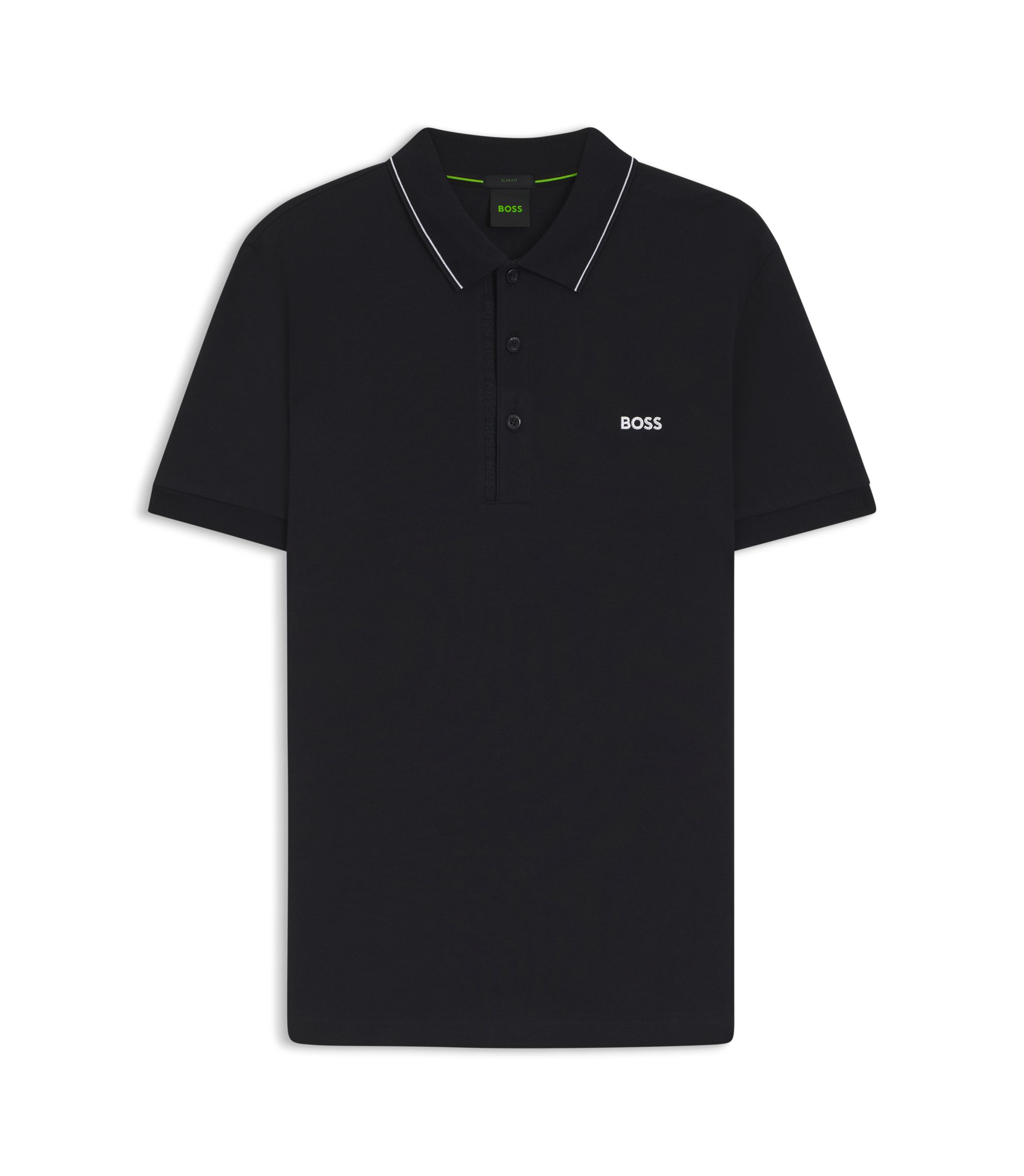 BOSS Tonal-logo slim-fit polo shirt in cotton piqué Dark Blue