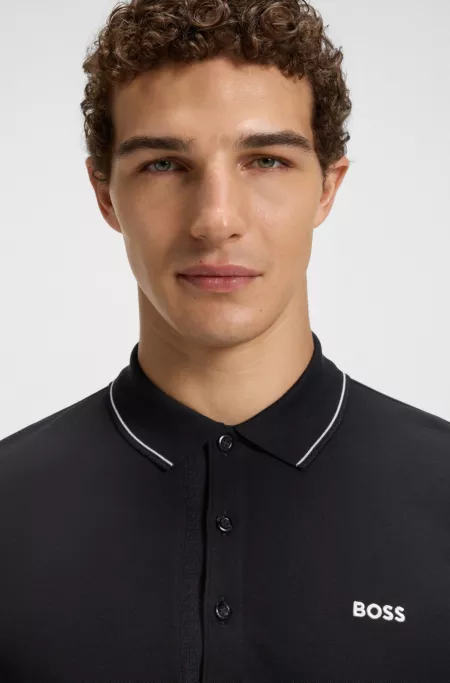 Tonal-logo slim-fit polo shirt in cotton piqué