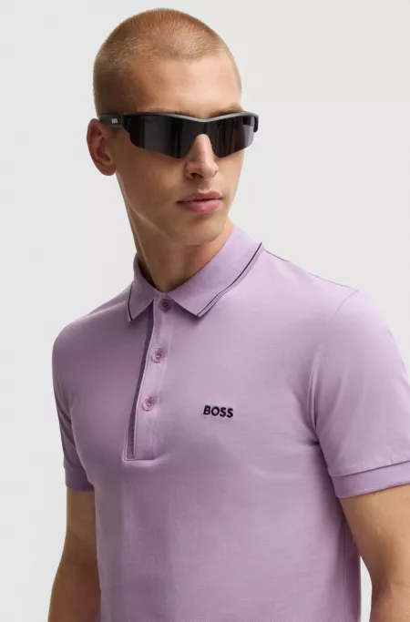 Tonal-logo slim-fit polo shirt in cotton piqué