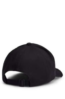 Cotton-twill cap with 3D flame and logo embroidery, Black